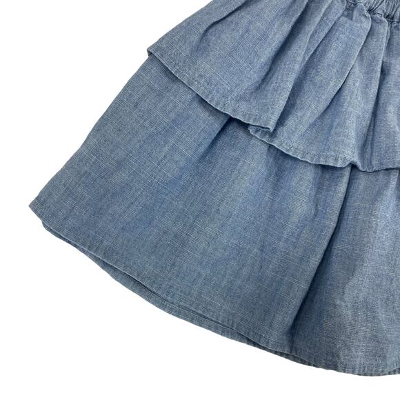 Crewcuts Chambray Denim Blue Ruffle Mini Skirt Girl's XS 4-5 - Picture 2 of 6